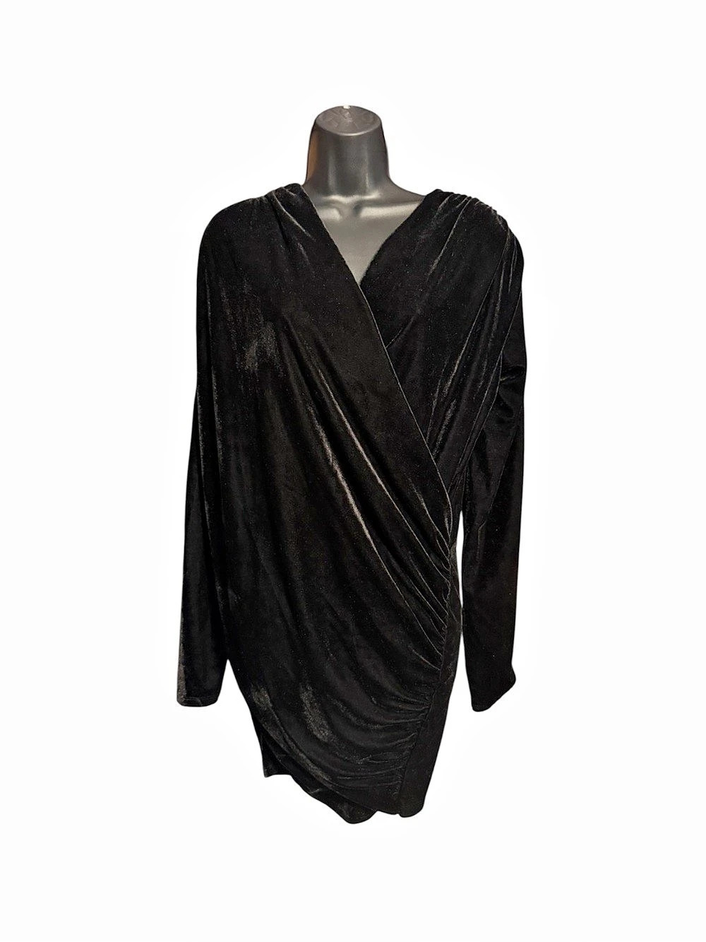 H&M Velvet Wrap Mini Dress in Black Size Small NWT
